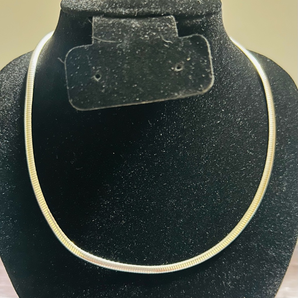 Sterling Silver Reversible Omega Chain Necklace 15” w/ Heart Extender